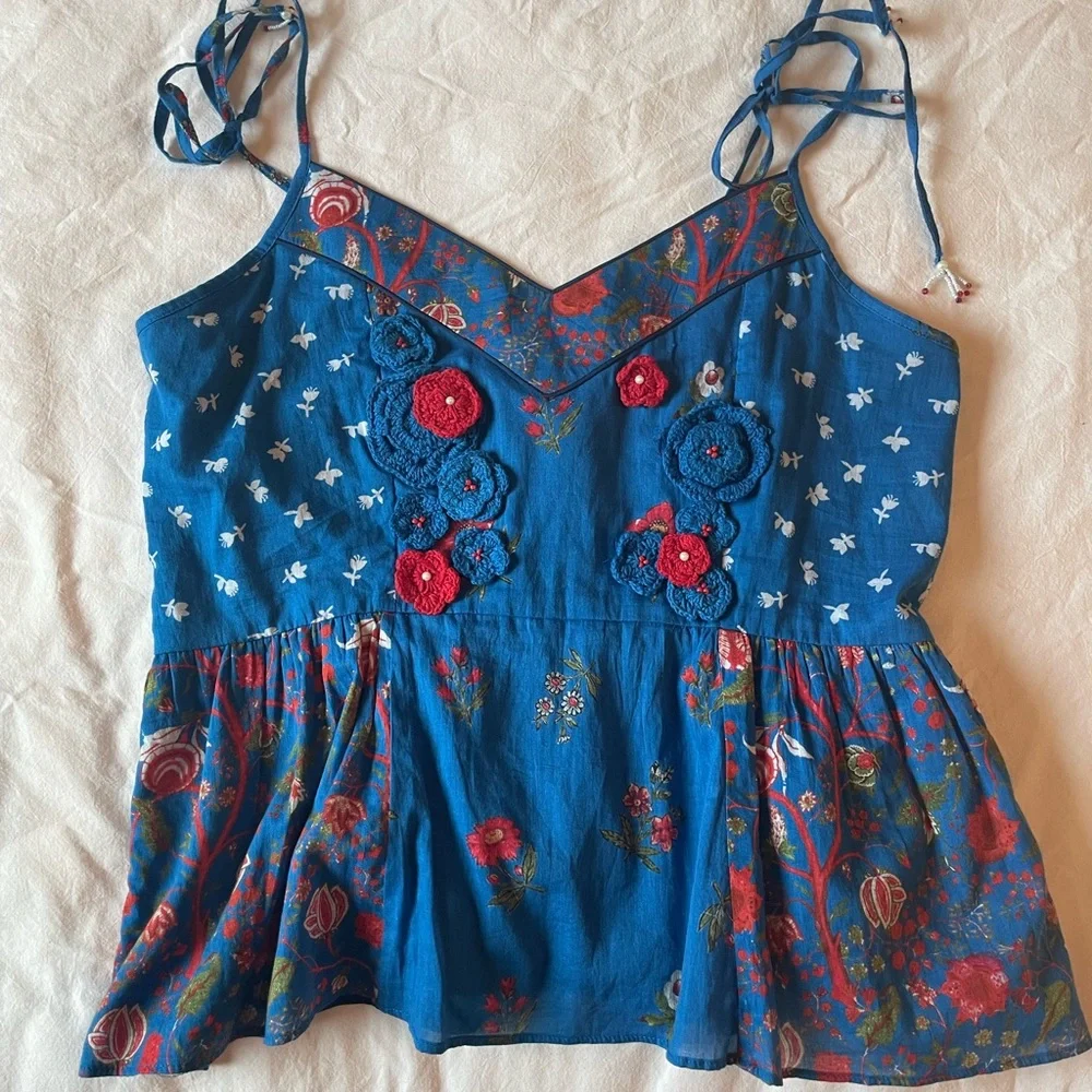 Anthropologie Floral Crochet Tank - Picture 2 of 7